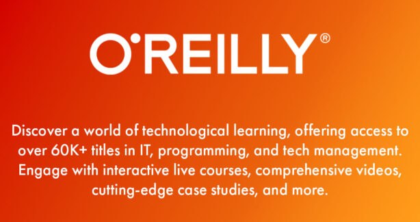 O'Reilly Online Resource Discover a world of technological learning, offering access to over 60K+ titles in IT, programming, and tech management. Engage with interactive live courses, comprehensive videos, cutting-edge case studies, and more.