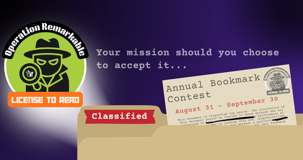 Advertisement for 2026 Bookmark Contest at Manhattan Public Library, theme: Operation Remarkable, License to Read